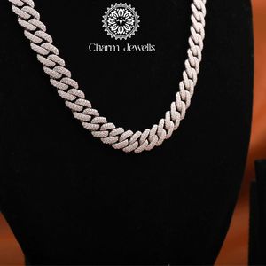 Charm_Jewells Men's Moissanite <b>Rope</b> <b>Chain</b> Necklace 925 Silver 14K Gold Plated Hip Hop Style Micro Insert Brilliant Cut IGI - Product Image 3