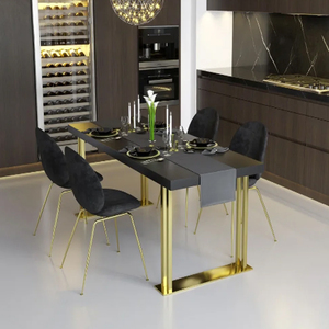 New Design Modern Rectanglur Dining Tables With <b>Marble</b> <b>Top</b> Luxury Dining Table 6 Seater Metal Dining Table - Product Image 4