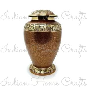 Brass Keepsake Urn Drum Style <b>Memorial</b> Cremation Urn Decorative Human Ashes <b>Vase</b> Tabletop Funeral Decor - Indian Home Crafts - Product Image 4