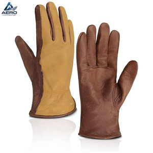 Guantes de Seguridad de Cuero de Primera Calidad, Reforzados en la Palma para Mayor Durabilidad Industrial, Color Bronceado Clásico y Marrón Oscuro - Product Image 1