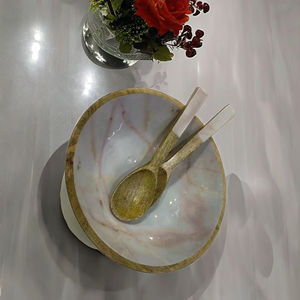 Juego de cuchara para servir ensalada esmaltada moderna con aspecto de mármol sombreado negro Natural pulido de la mejor calidad para negocios de frutas - Product Image 1