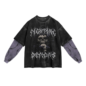 เสื้อยืดคอตตอนแขนสองชั้นสำหรับผู้ชาย Ibex Custom ลายพิมพ์ DTG แบบ Acid Wash เนื้อผ้าเจอร์ซีย์หนานุ่ม สไตล์สตรีทแวร์ - Product Image 6