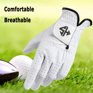 Guantes de golf de piel de oveja genuinos de fábrica OEM, con marca personalizada, antideslizantes, transpirables, con dorso de cuero, para hombre, venta al por mayor. - Product Image 2