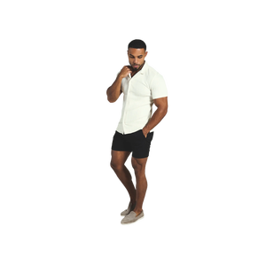Shorts Bermuda Homme Noir Uni en Coton Décontracté Taille Élastique Mi-Haute avec Poches Respirant Style Tissé - Product Image 1
