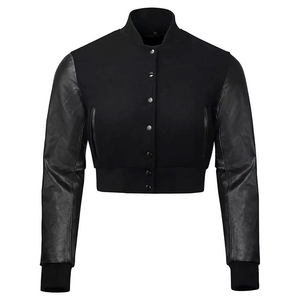 Veste varsity courte sur mesure avec manches en laine, pour femmes, en vente en ligne à prix abordable - Product Image 6