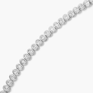 Women's Luxury Bezel Tennis Bracelet with Oval Cut Lab-Grown Diamonds in 14K <b>Rose</b> <b>Gold</b> - Product Image 1