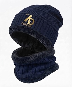 ZEDDISH Bonnet d'hiver décontracté 2-en-1 avec cache-cou intégré, doublure polaire, tricot épais, coupe-vent, thermique, pour homme et femme, idéal pour l'extérieur - Product Image 3