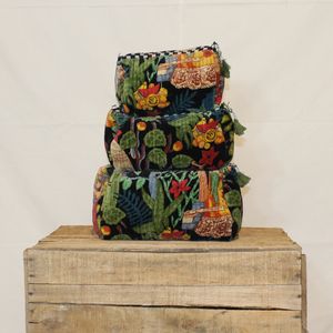 Handmade Quilted Cotton Eco-Friendly <b>Case</b> <b>Makeup</b> Bags Set 3 Floral for Organizer Foldable Recyclable Cosmetic Pouches - Product Image 2