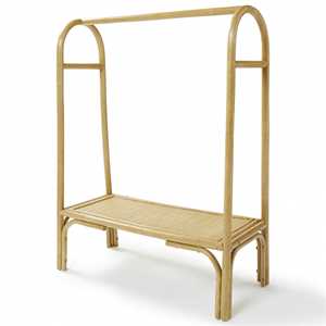 Porte-vêtements en rotin, excellent rapport qualité-prix, sur pied, écologique, avec rails pour vêtements - Product Image 2