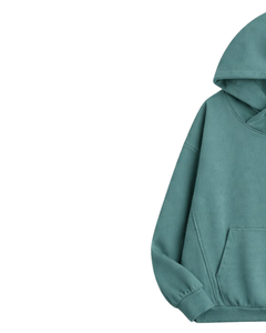 Sweat à capuche vert sarcelle pour homme, style décontracté streetwear, en molleton de coton, avec poche kangourou, logo personnalisé, vente en gros OEM - Product Image 3