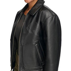 Chaqueta de Cuero Elegante para Mujer, Diseño Transpirable de Punto, Impermeable, Ecológica, Moderna, Cálida, para Uso Casual al Aire Libre - Product Image 3