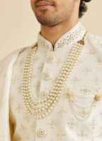 Sherwani Royal Dulha pour Homme – Tenue de Mariage Indienne et Pakistanaise Décontractée avec Broderies Riches, Protection Solaire, Infroissable, Toutes Saisons, Coupe Classique