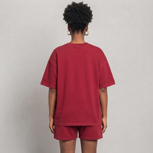 Summer Casual wear 100% Cotton <b>women</b> <b>short</b> <b>set</b> custom Embroidery Logo 2 tone streetwear comfortable hip hop ladies 2 piece <b>set</b> - Product Image 4