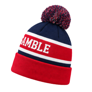 Bonnet tricoté personnalisé avec pompon, chaud pour l'hiver, à revers, logo brodé, pour équipes sportives, vente en gros, fabricant OEM ODM, en vrac - Product Image 3