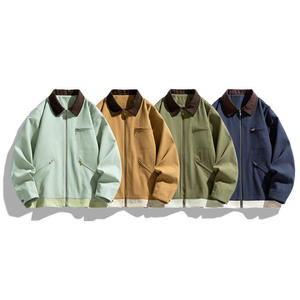 Veste décontractée en polaire pour homme, verte, col rabattu, fermeture éclair, coupe-vent, pour l'automne - Product Image 5