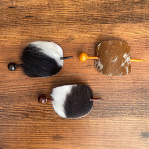 ปิ่นปักผมแบบตะวันตกทรงวงรีทำจากหนังแท้อุปกรณ์เสริมสำหรับผมของผู้หญิง - Product Image 4