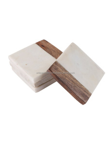 Sous-verres carrés de haute qualité classique blanc et noir pierre naturelle marbre Unique cuisine intérieur tapis et tampons - Product Image 4