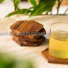 แผ่นรองแก้วไม้ธรรมชาติเป็นมิตรกับสิ่งแวดล้อมทำด้วยมือสไตล์คลาสสิกงานฝีมือแบรนด์ช่างฝีมือสำหรับใช้ในบ้านห้องครัว - Product Image 3