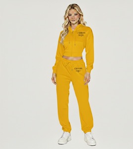 Conjunto Deportivo con Capucha Rosa para Mujer, Pantalones Largos de Color Sólido, Casuales, con Bolsillos Laterales, 100% Algodón, Transpirable, para Otoño - Product Image 4