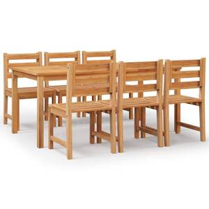 Ensemble de salle à manger de jardin de taille moyenne en teck massif naturel, mobilier d'extérieur élégant - Product Image 2