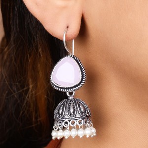 Proveedor Mayorista de Pendientes Colgantes Bohemios de Plata Oxidada Color Rosa |   Joyería Étnica de Moda, Regalo para Ella - Product Image 2