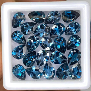 Lot de pierres précieuses naturelles en topaze bleue de Londres facettées, forme poire, de 6x4mm à 10x12mm, pour la création de bijoux - Product Image 6