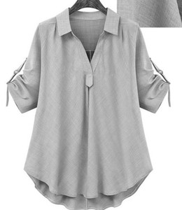 Chemise boutonnée pour femme, nouvelle mode, haute qualité, manches longues, coupe classique, décontractée, printemps-été, broderie logo sur le devant - Product Image 2
