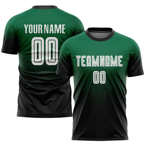 เสื้อฟุตบอลแฟชั่นคอวี แขนครึ่ง ผ้าโพลีเอสเตอร์ 100% พิมพ์ลายแบบรีดร้อน สีเขียวขาวดำ  แบบยูนิเซ็กซ์ - Product Image 2