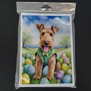 Whimsical Airedale Terrier <b>Easter</b> Egg Hunt <b>Pack</b> of 8 A7 Size 5x7 Blank Note <b>Cards</b> with Envelopes for Greetings - Product Image 3