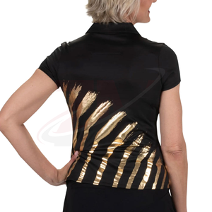 Polo de Talla Grande al por Mayor, Personalizado, con Estampado Animal Negro y Dorado, Manga Corta, Tejido de Punto Informal y Transpirable - Product Image 3