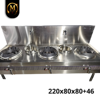 Wok chinois de haute qualité du vendeur malaisien, avec trois brûleurs en fonte, corps en acier inoxydable, robuste, pour cuisson commerciale, grande capacité