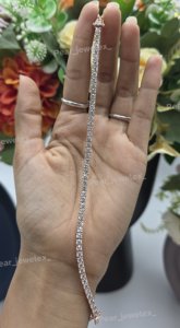 Pulsera de tenis VVS con moissanita redonda, plata 925 con baño de rodio, estilo hip hop, con cierres seguros, para mujer. - Product Image 5