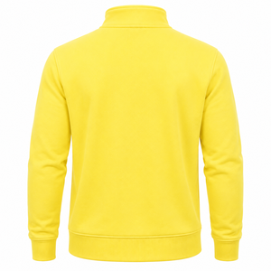 เสื้อสเวตเตอร์ถักสีเหลืองล้วนสำหรับผู้ชาย แขนยาว คอตั้ง ทรงปกติ เหมาะสำหรับใส่ในฤดูหนาว มีโลโก้ด้านหน้า ระบายอากาศได้ดี - Product Image 1