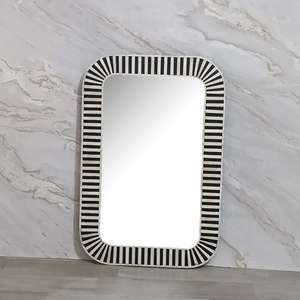 Modern Rectangular Wall <b>Mirror</b> With Black And White Striped Frame Decorative Inlay Framed <b>Mirror</b> For Home Interior - Product Image 2