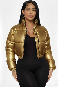 Chaqueta de Plumón Larga y Delgada con Capucha, Negra y Dorada, para Hombre y Mujer, Estilo Casual y Moderno, Invierno 2026 - Product Image 6