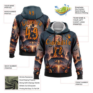 Sudadera con Capucha Personalizada de Halloween para Hombre, con Nombre y Número, Diseño de Fantasma, Estampado por Sublimación, Ropa Casual de Otoño, Corte Regular - Product Image 5