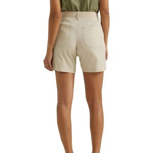 Shorts cargo taille haute pour femme en toile de coton bleu uni, coupe décontractée avec poches, fermeture boutonnée, style classique, ODM - Product Image 6