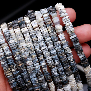 Vente en gros de perles d'opale dendrite naturelle, forme carrée Heishi, 4-6 mm, lisses, pour bijoux femme. - Product Image 6