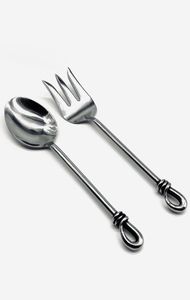 Rustic Vintage Copper Look Metal Salad Server Set For Farmhouse Theme Dining And Classic Decor Events - Product Image 2