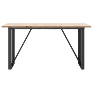 Tavolo da Pranzo in Legno Naturale e Acciaio Nero - Product Image 4