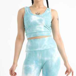 Customized Logo High Quality Lightweight Seamless Breathable Spandex <b>Polyester</b> <b>Tie</b> Dye Print 2 Piece Women Yoga Set - Product Image 5