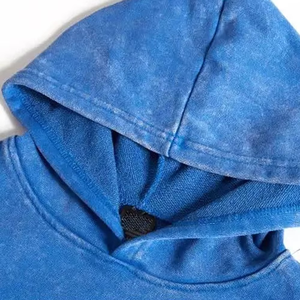 Sweat à capuche streetwear vintage personnalisé brodé, bleu délavé, effet délavé à l'acide, 100% coton, coupe oversize, pour hommes et femmes, vente en gros - Product Image 4