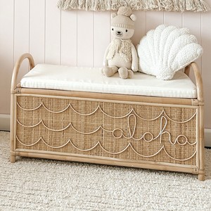 Decorative large <b>storage</b> box hamper for toys & clothes handweave rattan <b>chest</b> trunk baskets - Product Image 1