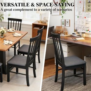 Set di Due Sedie da Pranzo in Legno Nero e Grigio per Soggiorno e Cucina - Product Image 3