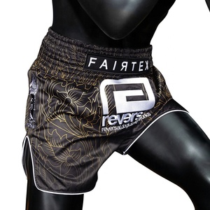 Équipement d'entraînement de kickboxing personnalisé FAIRTEX, short de Muay Thai noir imprimé par sublimation, entraînement de combat, gym, MMA, brodé - Product Image 2