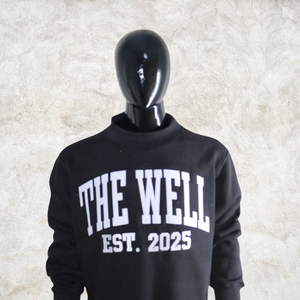 The Well Est. 2025 Oversized Crew Neck Sweatshirt Unisex Black Cotton <b>Pullover</b> Casual Autumn Wear Casual <b>Pullover</b> <b>Men</b> Wholesale - Product Image 3