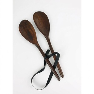 Wholesale Handcrafted Wood Salad Server Set Eco-Friendly Set Of 2 Long Handle Salad Spoon & Fork For Mixing Tossing And Serving - Product Image 2