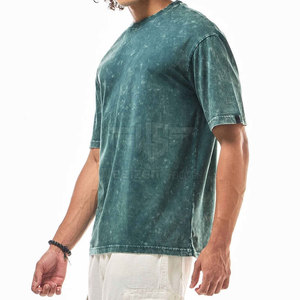 Camiseta con lavado ácido a la moda para hombre, colores descoloridos únicos, tela de algodón cómoda, atuendo informal moderno. - Product Image 3