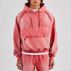 Sweat-shirt à capuche oversize pour homme, couleur unie, en molleton de coton teint, avec poches, coupe classique, idéal pour l'automne - Product Image 1