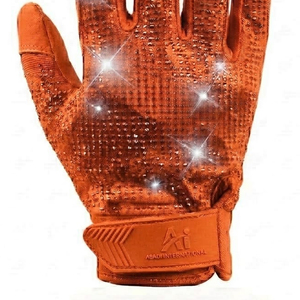Guantes de Fútbol Americano con Pedrería, Estilo Nuevo, Color Naranja, Guantes Deportivos de Alta Calidad con Pedrería para Hombre - Product Image 4